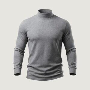 Claybrooke Mens Gray 100% Cotton Long Sleeve Turtleneck Shirt Medium Portugal